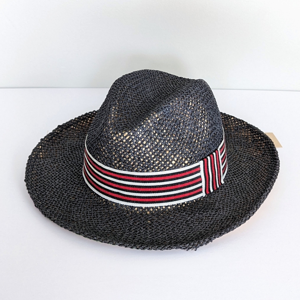 🇮🇹 NWT Bettina Straw Fedora Hat Made In Italy